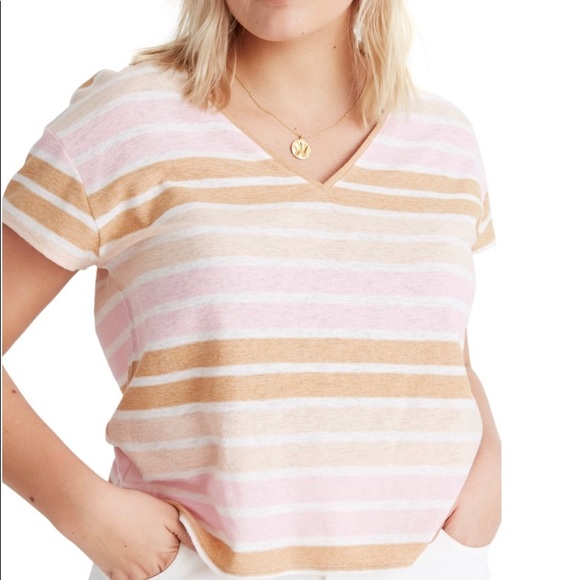 Madewell Skyline Stripe V-Neck Tee - Picture 1 of 7